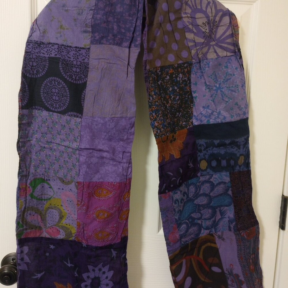 Purple Patchwork Reversible Scarf Stole - image 3